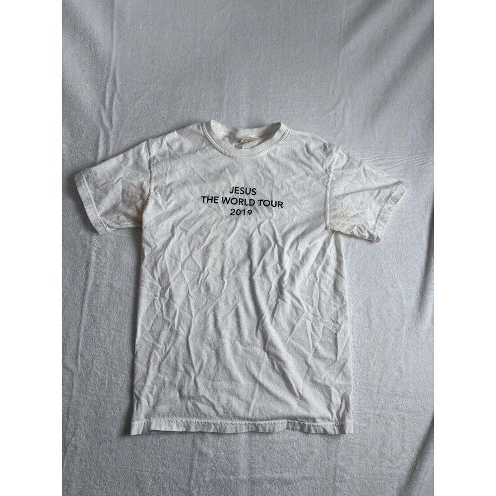 Comfort Colors Jesus The World Tour 2019 White Short Sleeve Shirt Men's S Stains